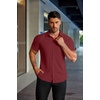 image:imageCOOFANDY Mens Muscle Fit Dress Shirts Stretch WrinkleFree Short Sleeve Casual Button Down ShirtsWine Red