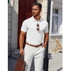 image:imageCOOFANDY Mens Polo Shirts 100 Cotton Heavyweight Short Sleeve Button Golf Shirts Classic Pullover Ribbed Collar and CuffsAll White