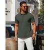 image:imageCOOFANDY Mens Polo Shirts 100 Cotton Heavyweight Short Sleeve Button Golf Shirts Classic Pullover Ribbed Collar and CuffsArmy Green