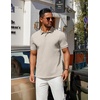 image:imageCOOFANDY Mens Polo Shirts 100 Cotton Heavyweight Short Sleeve Button Golf Shirts Classic Pullover Ribbed Collar and CuffsBeige