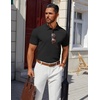 image:imageCOOFANDY Mens Polo Shirts 100 Cotton Heavyweight Short Sleeve Button Golf Shirts Classic Pullover Ribbed Collar and CuffsBlack