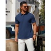 image:imageCOOFANDY Mens Polo Shirts 100 Cotton Heavyweight Short Sleeve Button Golf Shirts Classic Pullover Ribbed Collar and CuffsDark Navy