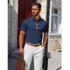 image:imageCOOFANDY Mens Polo Shirts 100 Cotton Heavyweight Short Sleeve Button Golf Shirts Classic Pullover Ribbed Collar and CuffsDark Navy