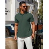 image:imageCOOFANDY Mens Polo Shirts 100 Cotton Heavyweight Short Sleeve Button Golf Shirts Classic Pullover Ribbed Collar and CuffsGreen