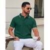 image:imageCOOFANDY Mens Polo Shirts Classic Short Sleeve Polo T Shirts Cotton Pique Casual Summer Fashion Golf ShirtDark Green