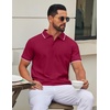image:imageCOOFANDY Mens Polo Shirts Classic Short Sleeve Polo T Shirts Cotton Pique Casual Summer Fashion Golf ShirtDark Red