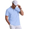 image:imageCOOFANDY Mens Polo Shirts Classic Short Sleeve Polo T Shirts Cotton Pique Casual Summer Fashion Golf ShirtLight Blue