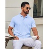 image:imageCOOFANDY Mens Polo Shirts Classic Short Sleeve Polo T Shirts Cotton Pique Casual Summer Fashion Golf ShirtLight Blue
