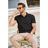 image:imageCOOFANDY Mens Polo Shirts Short Sleeve Pique Jersey Golf Shirt Casual Summer Collared TShirtsAblack