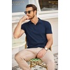 image:imageCOOFANDY Mens Polo Shirts Short Sleeve Pique Jersey Golf Shirt Casual Summer Collared TShirtsNavy Blue