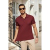 image:imageCOOFANDY Mens Polo Shirts Short Sleeve Pique Jersey Golf Shirt Casual Summer Collared TShirtsWine Red