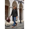 image:imageCOOFANDY Mens Quarter Zip Pullover Quilted Sweatshirt Knit Long Sleeve Mock Neck Sweater Polo with PocketAblack