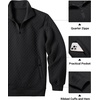 image:imageCOOFANDY Mens Quarter Zip Pullover Quilted Sweatshirt Knit Long Sleeve Mock Neck Sweater Polo with PocketAblack