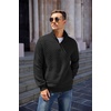 image:imageCOOFANDY Mens Quarter Zip Pullover Quilted Sweatshirt Knit Long Sleeve Mock Neck Sweater Polo with PocketAblack