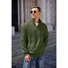 image:imageCOOFANDY Mens Quarter Zip Pullover Quilted Sweatshirt Knit Long Sleeve Mock Neck Sweater Polo with PocketArmy Green