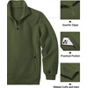 image:imageCOOFANDY Mens Quarter Zip Pullover Quilted Sweatshirt Knit Long Sleeve Mock Neck Sweater Polo with PocketArmy Green