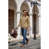 image:imageCOOFANDY Mens Quarter Zip Pullover Quilted Sweatshirt Knit Long Sleeve Mock Neck Sweater Polo with PocketCamel