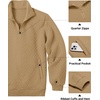image:imageCOOFANDY Mens Quarter Zip Pullover Quilted Sweatshirt Knit Long Sleeve Mock Neck Sweater Polo with PocketCamel