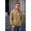 image:imageCOOFANDY Mens Quarter Zip Pullover Quilted Sweatshirt Knit Long Sleeve Mock Neck Sweater Polo with PocketCamel
