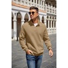 image:imageCOOFANDY Mens Quarter Zip Pullover Quilted Sweatshirt Knit Long Sleeve Mock Neck Sweater Polo with PocketCamel