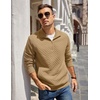 image:imageCOOFANDY Mens Quarter Zip Pullover Quilted Sweatshirt Knit Long Sleeve Mock Neck Sweater Polo with PocketCamel