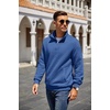 image:imageCOOFANDY Mens Quarter Zip Pullover Quilted Sweatshirt Knit Long Sleeve Mock Neck Sweater Polo with PocketDark Blue