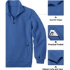 image:imageCOOFANDY Mens Quarter Zip Pullover Quilted Sweatshirt Knit Long Sleeve Mock Neck Sweater Polo with PocketDark Blue