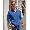 image:imageCOOFANDY Mens Quarter Zip Pullover Quilted Sweatshirt Knit Long Sleeve Mock Neck Sweater Polo with PocketDark Blue