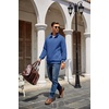 image:imageCOOFANDY Mens Quarter Zip Pullover Quilted Sweatshirt Knit Long Sleeve Mock Neck Sweater Polo with PocketDark Blue