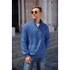 image:imageCOOFANDY Mens Quarter Zip Pullover Quilted Sweatshirt Knit Long Sleeve Mock Neck Sweater Polo with PocketDark Blue