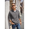 image:imageCOOFANDY Mens Quarter Zip Pullover Quilted Sweatshirt Knit Long Sleeve Mock Neck Sweater Polo with PocketDark Gray