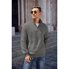 image:imageCOOFANDY Mens Quarter Zip Pullover Quilted Sweatshirt Knit Long Sleeve Mock Neck Sweater Polo with PocketDark Gray