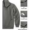 image:imageCOOFANDY Mens Quarter Zip Pullover Quilted Sweatshirt Knit Long Sleeve Mock Neck Sweater Polo with PocketDark Gray