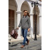 image:imageCOOFANDY Mens Quarter Zip Pullover Quilted Sweatshirt Knit Long Sleeve Mock Neck Sweater Polo with PocketDark Gray