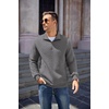 image:imageCOOFANDY Mens Quarter Zip Pullover Quilted Sweatshirt Knit Long Sleeve Mock Neck Sweater Polo with PocketDark Gray