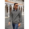 image:imageCOOFANDY Mens Quarter Zip Pullover Quilted Sweatshirt Knit Long Sleeve Mock Neck Sweater Polo with PocketDark Gray