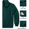 image:imageCOOFANDY Mens Quarter Zip Pullover Quilted Sweatshirt Knit Long Sleeve Mock Neck Sweater Polo with PocketGreen