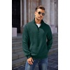 image:imageCOOFANDY Mens Quarter Zip Pullover Quilted Sweatshirt Knit Long Sleeve Mock Neck Sweater Polo with PocketGreen