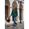 image:imageCOOFANDY Mens Quarter Zip Pullover Quilted Sweatshirt Knit Long Sleeve Mock Neck Sweater Polo with PocketGreen