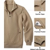 image:imageCOOFANDY Mens Quarter Zip Pullover Quilted Sweatshirt Knit Long Sleeve Mock Neck Sweater Polo with PocketKhaki