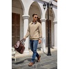 image:imageCOOFANDY Mens Quarter Zip Pullover Quilted Sweatshirt Knit Long Sleeve Mock Neck Sweater Polo with PocketKhaki