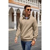 image:imageCOOFANDY Mens Quarter Zip Pullover Quilted Sweatshirt Knit Long Sleeve Mock Neck Sweater Polo with PocketKhaki