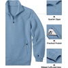 image:imageCOOFANDY Mens Quarter Zip Pullover Quilted Sweatshirt Knit Long Sleeve Mock Neck Sweater Polo with PocketLight Blue