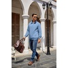image:imageCOOFANDY Mens Quarter Zip Pullover Quilted Sweatshirt Knit Long Sleeve Mock Neck Sweater Polo with PocketLight Blue