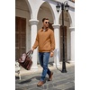 image:imageCOOFANDY Mens Quarter Zip Pullover Quilted Sweatshirt Knit Long Sleeve Mock Neck Sweater Polo with PocketLight Brown