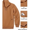 image:imageCOOFANDY Mens Quarter Zip Pullover Quilted Sweatshirt Knit Long Sleeve Mock Neck Sweater Polo with PocketLight Brown