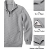 image:imageCOOFANDY Mens Quarter Zip Pullover Quilted Sweatshirt Knit Long Sleeve Mock Neck Sweater Polo with PocketLight Grey