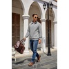 image:imageCOOFANDY Mens Quarter Zip Pullover Quilted Sweatshirt Knit Long Sleeve Mock Neck Sweater Polo with PocketLight Grey
