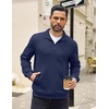 image:imageCOOFANDY Mens Quarter Zip Pullover Quilted Sweatshirt Knit Long Sleeve Mock Neck Sweater Polo with PocketNavy Blue