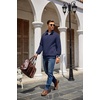 image:imageCOOFANDY Mens Quarter Zip Pullover Quilted Sweatshirt Knit Long Sleeve Mock Neck Sweater Polo with PocketNavy Blue